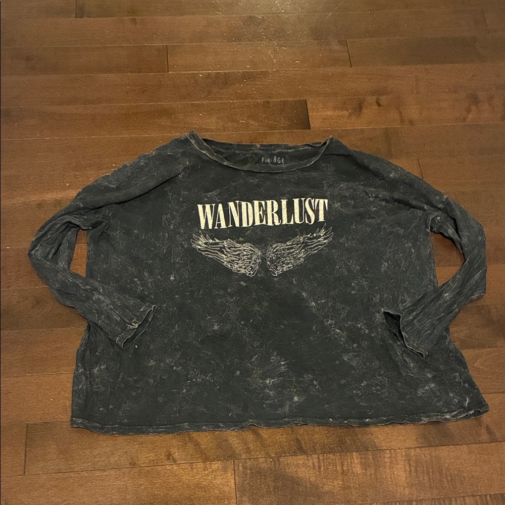 Vintage Black Wanderlust Wing Graphic Tee